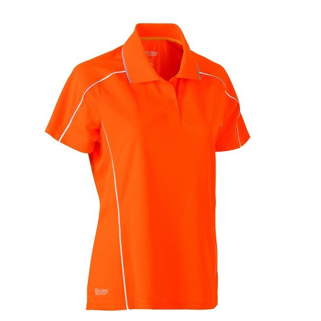 Bisley BKL1425 Womens Cool Mesh Polo Shirt Hi vis Orange colour -Front view
