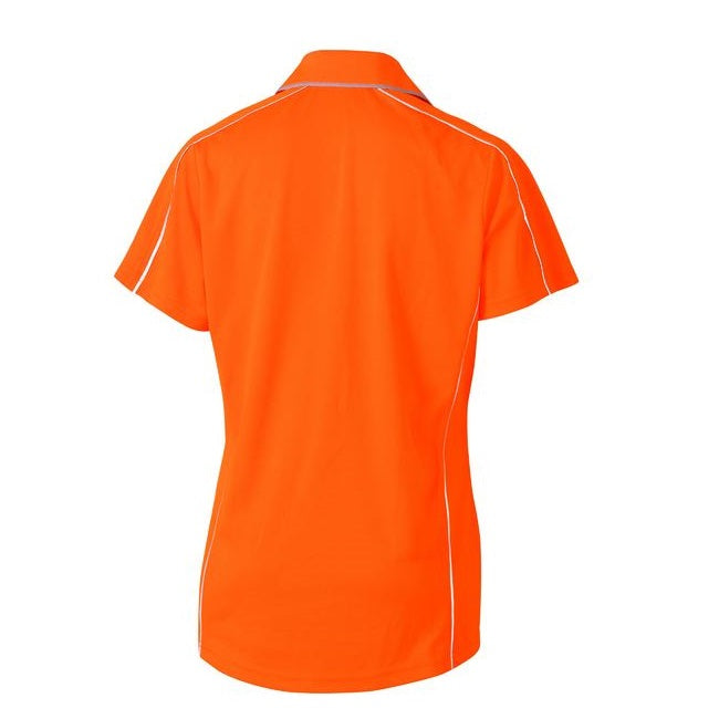 Bisley BKL1425 Womens Cool Mesh Polo Shirt Hi vis Orange colour -Back view