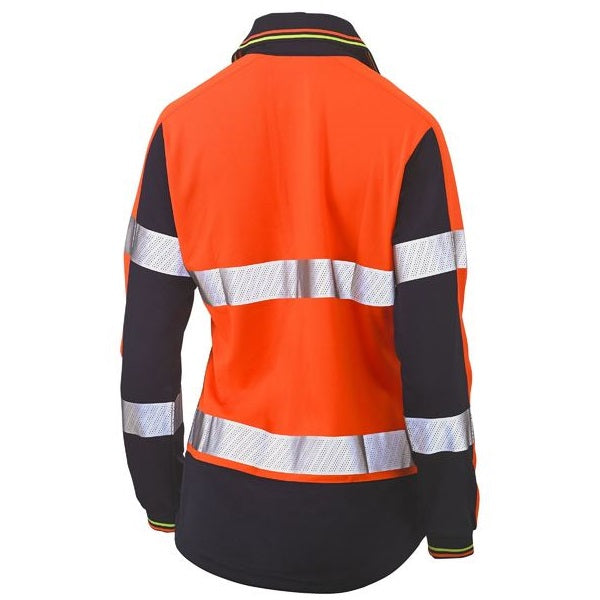 Bisley BKL6225T Womens L/S Taped Two Tone HiVis V-Neck Polo