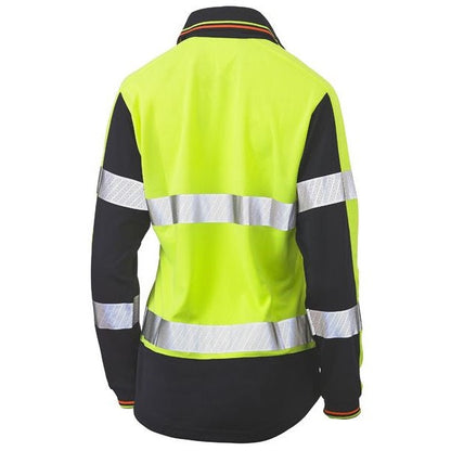 Bisley BKL6225T Womens L/S Taped Two Tone HiVis V-Neck Polo
