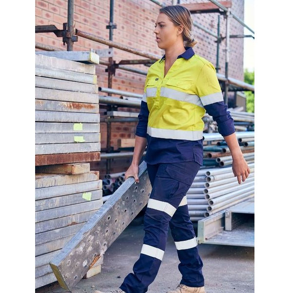 Bisley BLC6064T Womens Taped HiVis Stretch V-Neck Shirt