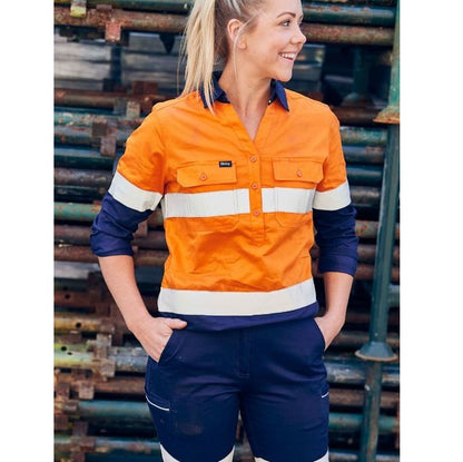 Bisley BLC6064T Womens Taped HiVis Stretch V-Neck Shirt