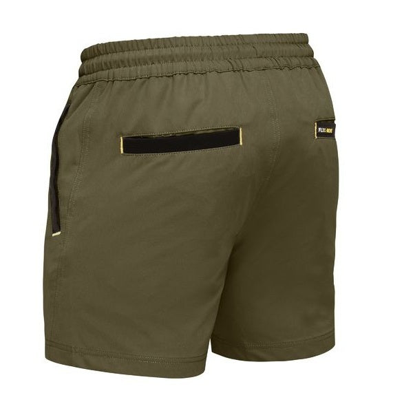 Green shorts with a black pocket on a white background