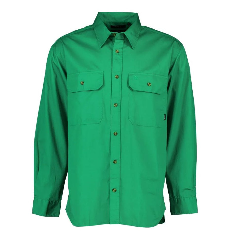Swanndri SS192134M Byron Full Placket Long Sleeve Shirt - Green - Alternative Front View