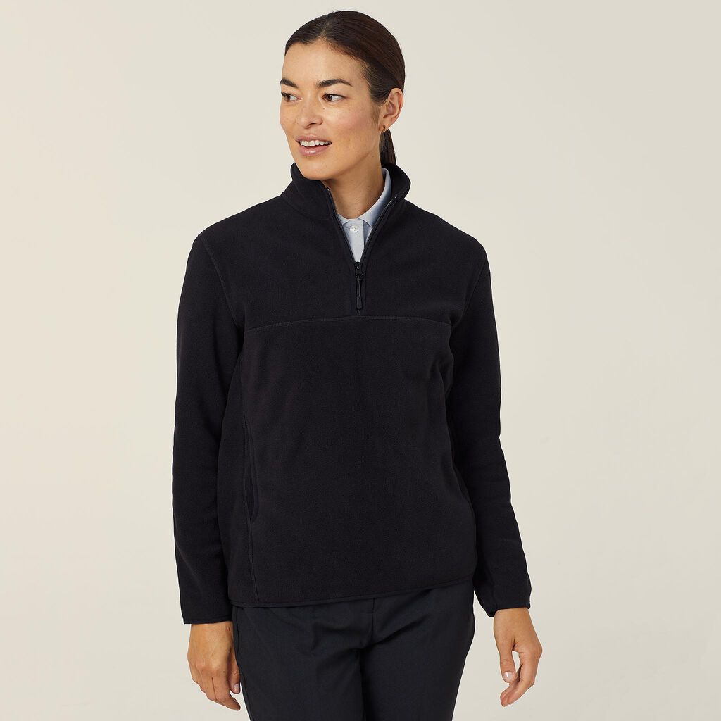 NNT CAT1GT Polar Fleece Zip Neck Pullover - Black - Front View