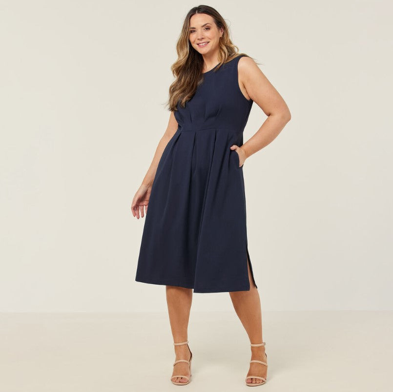 NNT CAT69T Crepe Stretch Sleeveless Dress - Navy - Alternative Front View