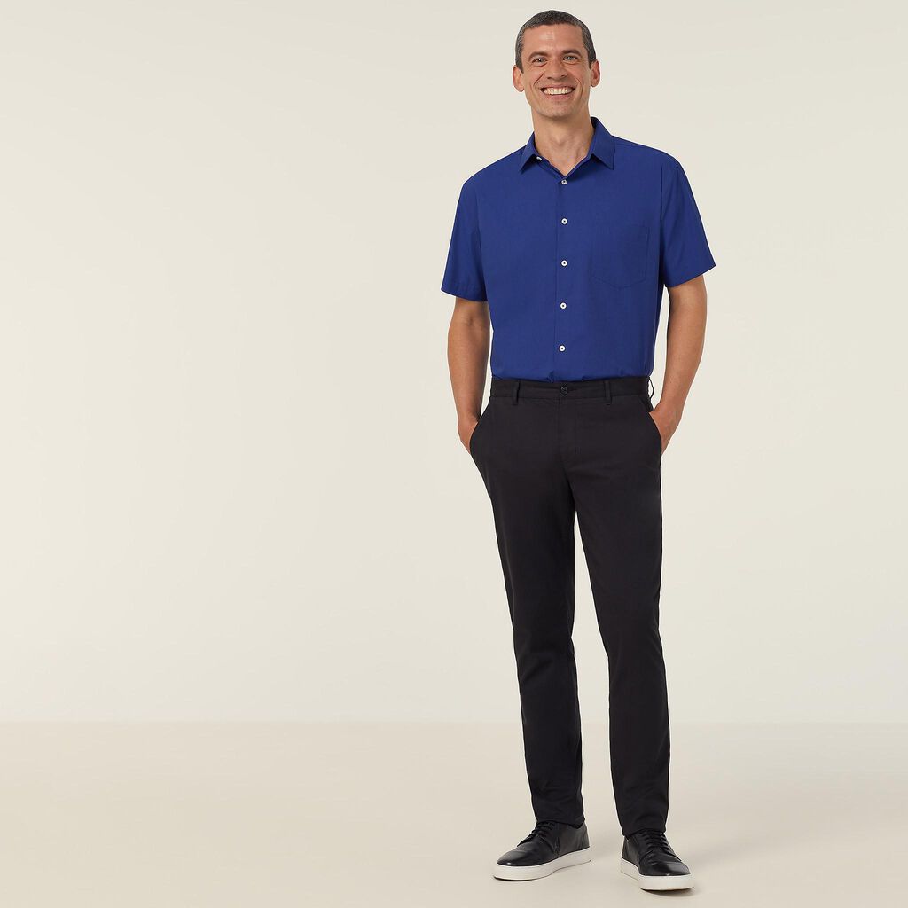 NNT CATJB7 Textu Mens Short Sleeve Shirt - Cobalt Blue - Alternative Front View