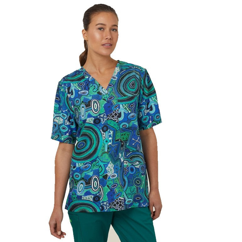 NNT CATRFR Warlu Indigenous Unisex Print Scrub Top