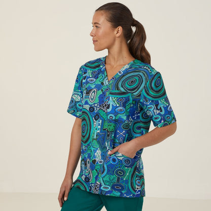 NNT CATRFR Warlu Indigenous Unisex Print Scrub Top