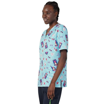 NNT CATRGK Festive Santa Pool Party Scrub Top