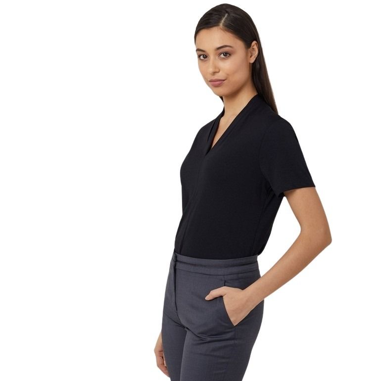 NNT CATUHP Matt Jersey V Neck Short Sleeve Top