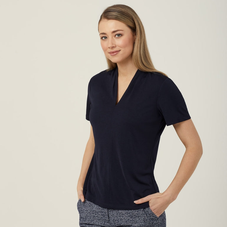NNT CATUHP Matt Jersey V Neck Short Sleeve Top
