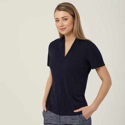 NNT CATUHP Matt Jersey V Neck Short Sleeve Top