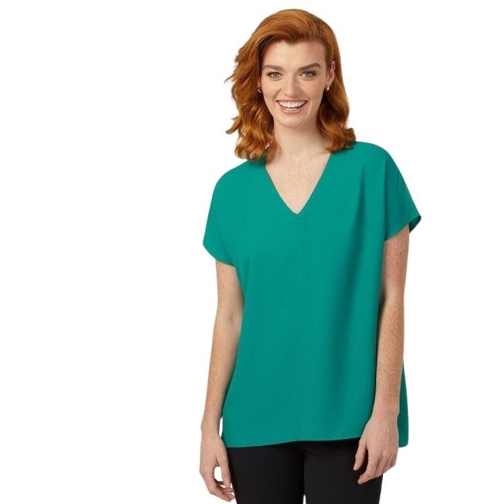 NNT CATUPU French Georgette Short Sleeve V-Neck Top