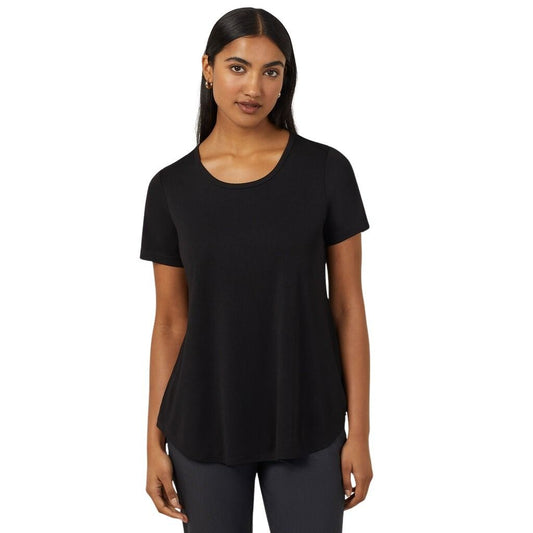 NNT CATUQW Matt Jersey Short Sleeve Swing Top - Black - Front View