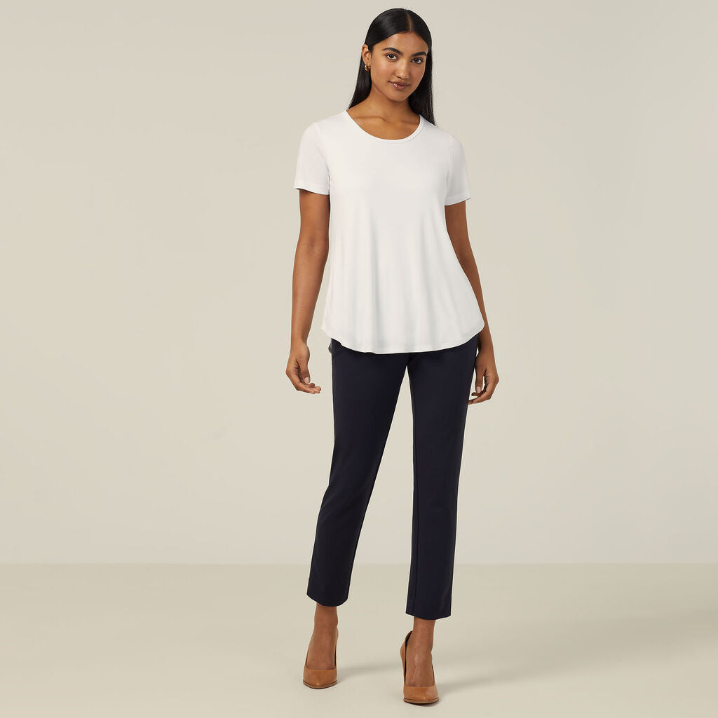 NNT CATUQW Matt Jersey Short Sleeve Swing Top - White - Alternative Front View