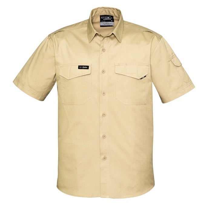 Syzmik ZW405 Mens Rugged Cooling Short Sleeve Shirt - Khaki - Front View