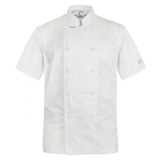 Chefscraft CJ049 Executive Chef Jacket Short Sleeve Jacket Lightweight - White - Alternative Front View
