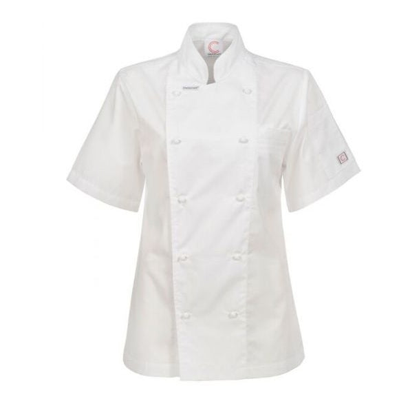 Chefscraft CJL22 Ladies Executive Chef Jacket Short Sleeve Jacket Lightweight - White - Alternative Front View