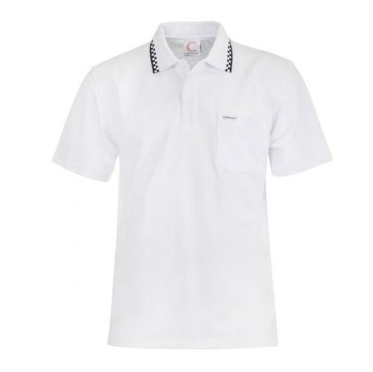 Chefscraft CSP80 Mens Hospitality Short Sleeve Polo - White - Alternative Front View