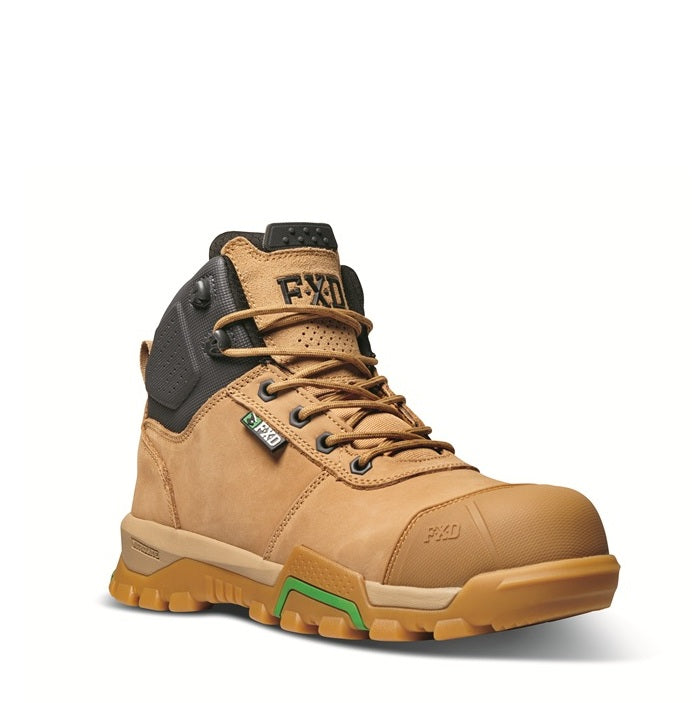 FXD WB-2 Mid Cut Work Safety Boots - Wheat - Angled View