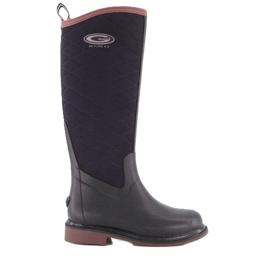 Black and dusk pink rubber boot with quilted design Grubs SSKY-000H Skyline 4.0 Riding Boot