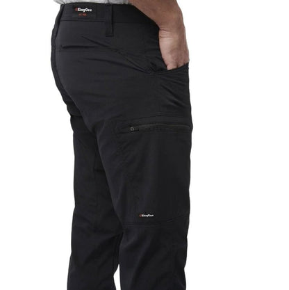 Black pants with a visible brand logo on a white background