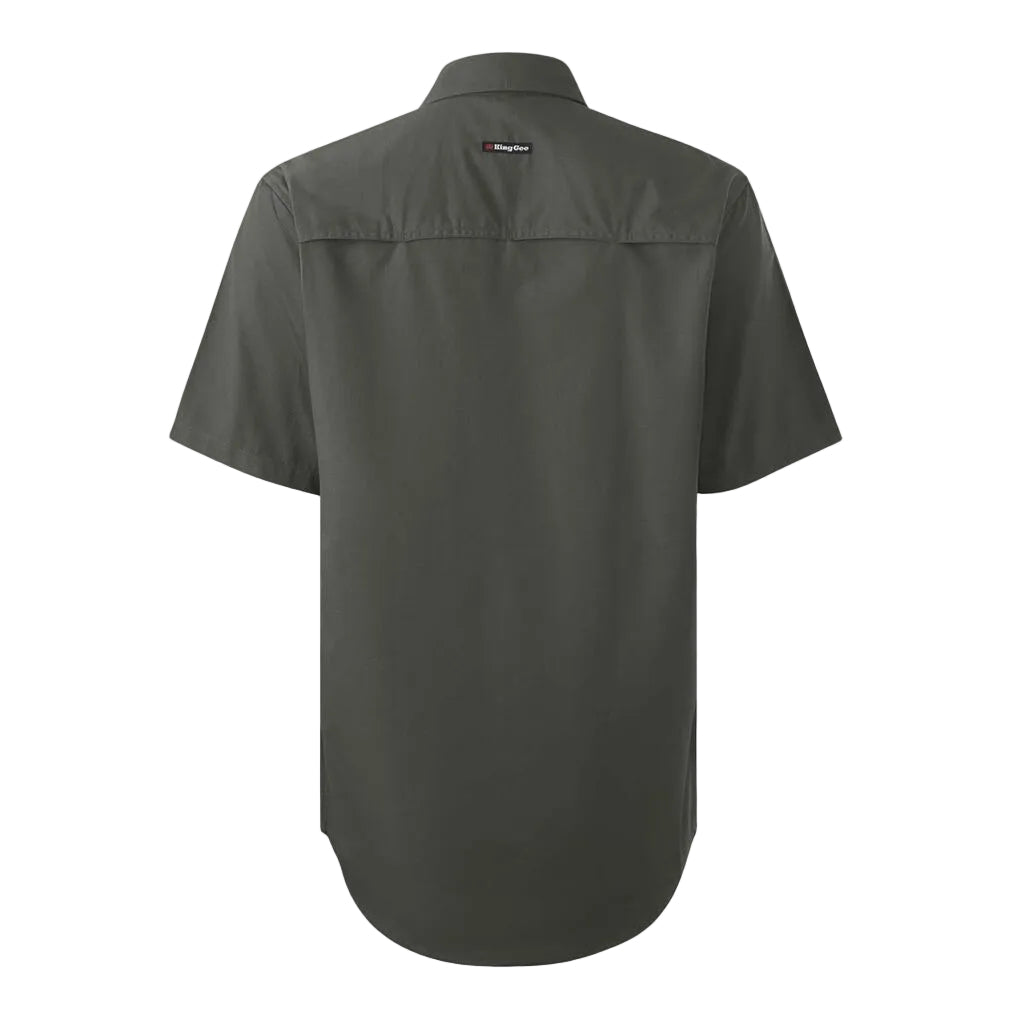 Dark gray short-sleeve shirt on a white background