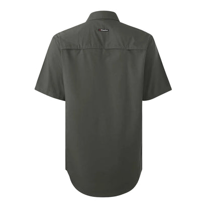 Dark gray short-sleeve shirt on a white background