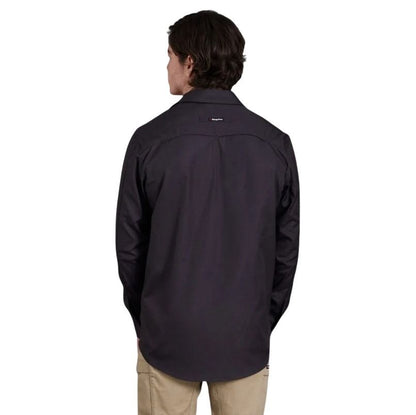 Person wearing a black jacket on a white background