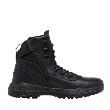 black tactical boot on white background