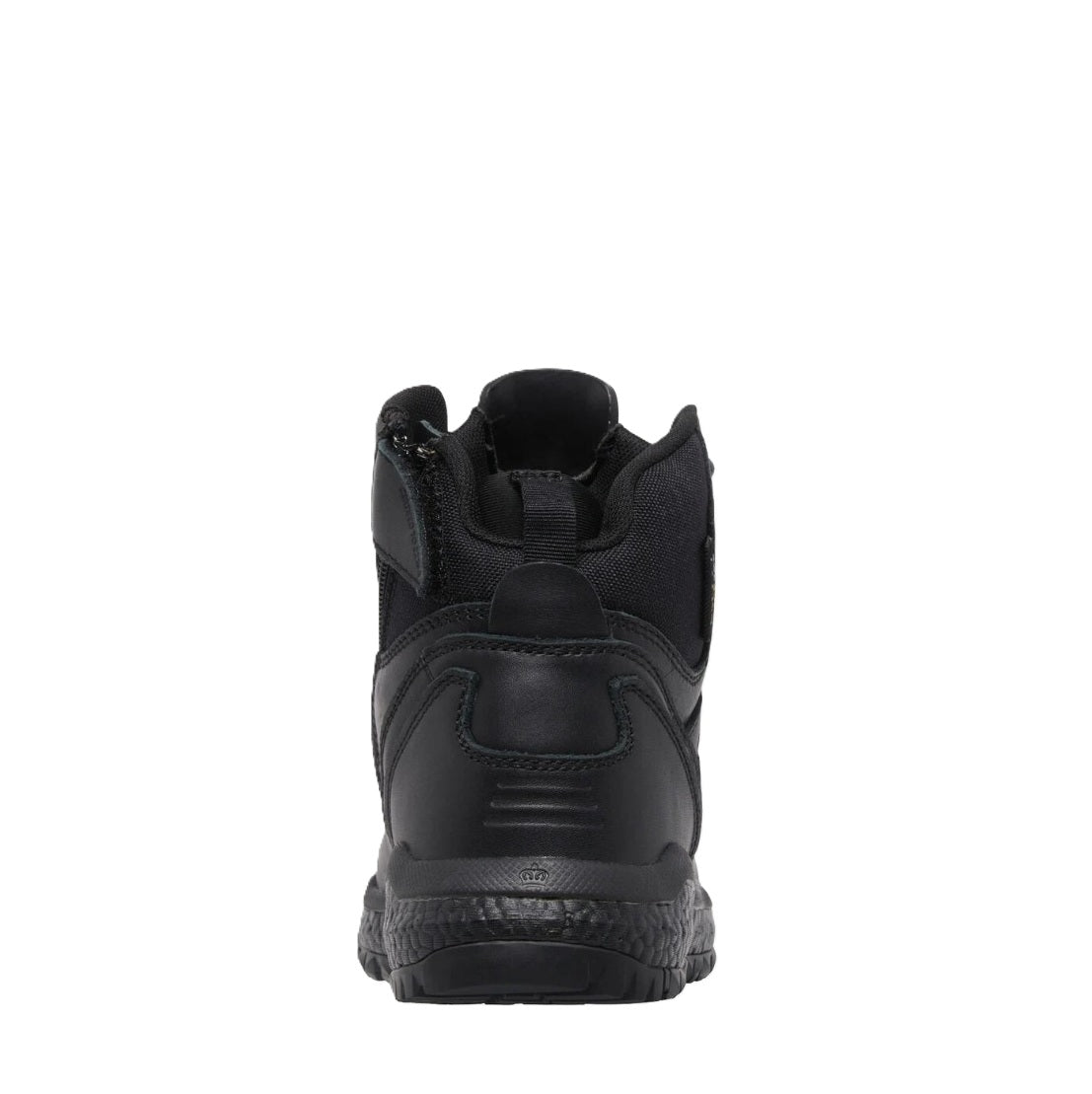 Black high-top boot on a white background