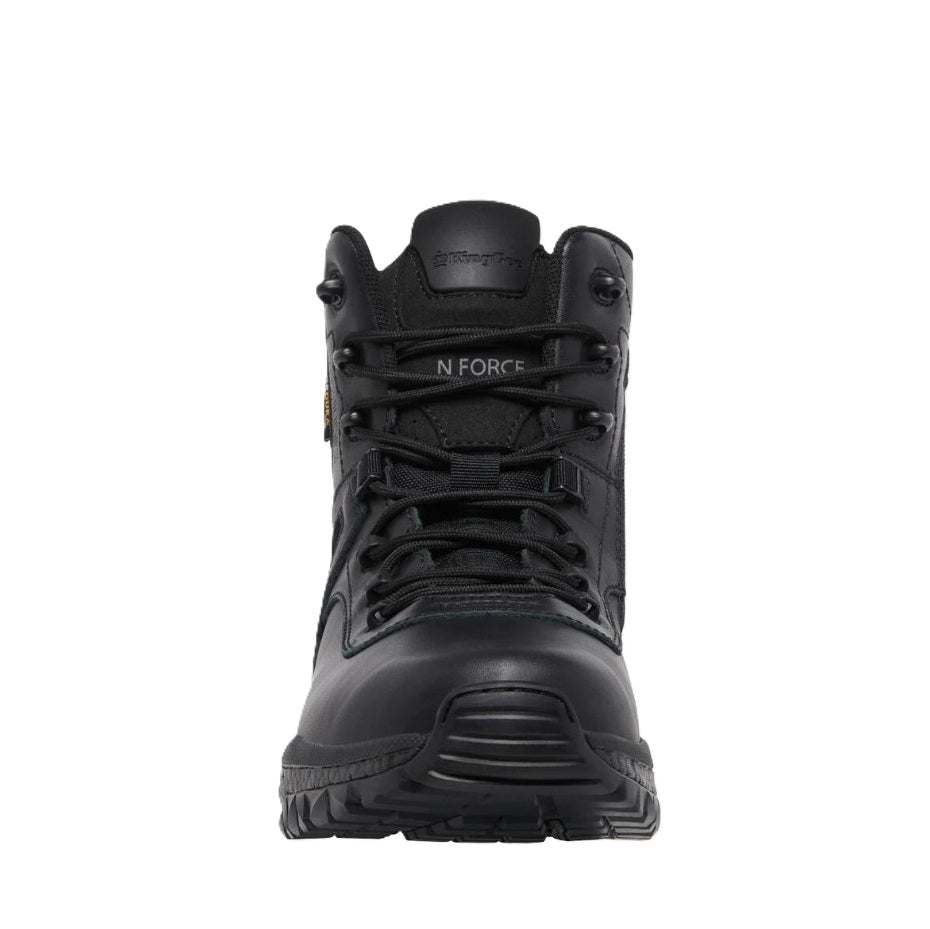 Black high-top boot with 'N. Force' branding on a white background