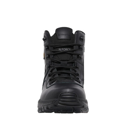 Black high-top boot with 'N. Force' branding on a white background