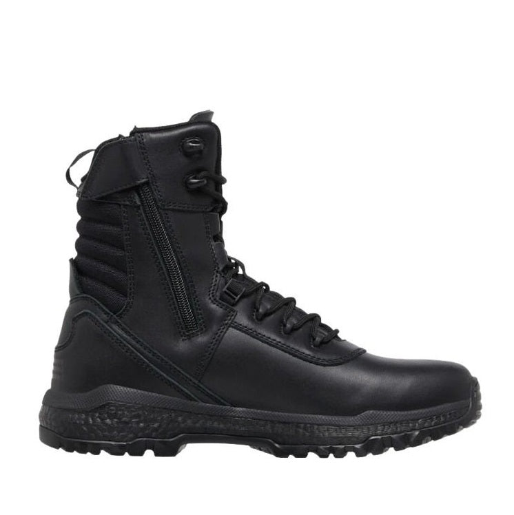 Black tactical boot on a white background