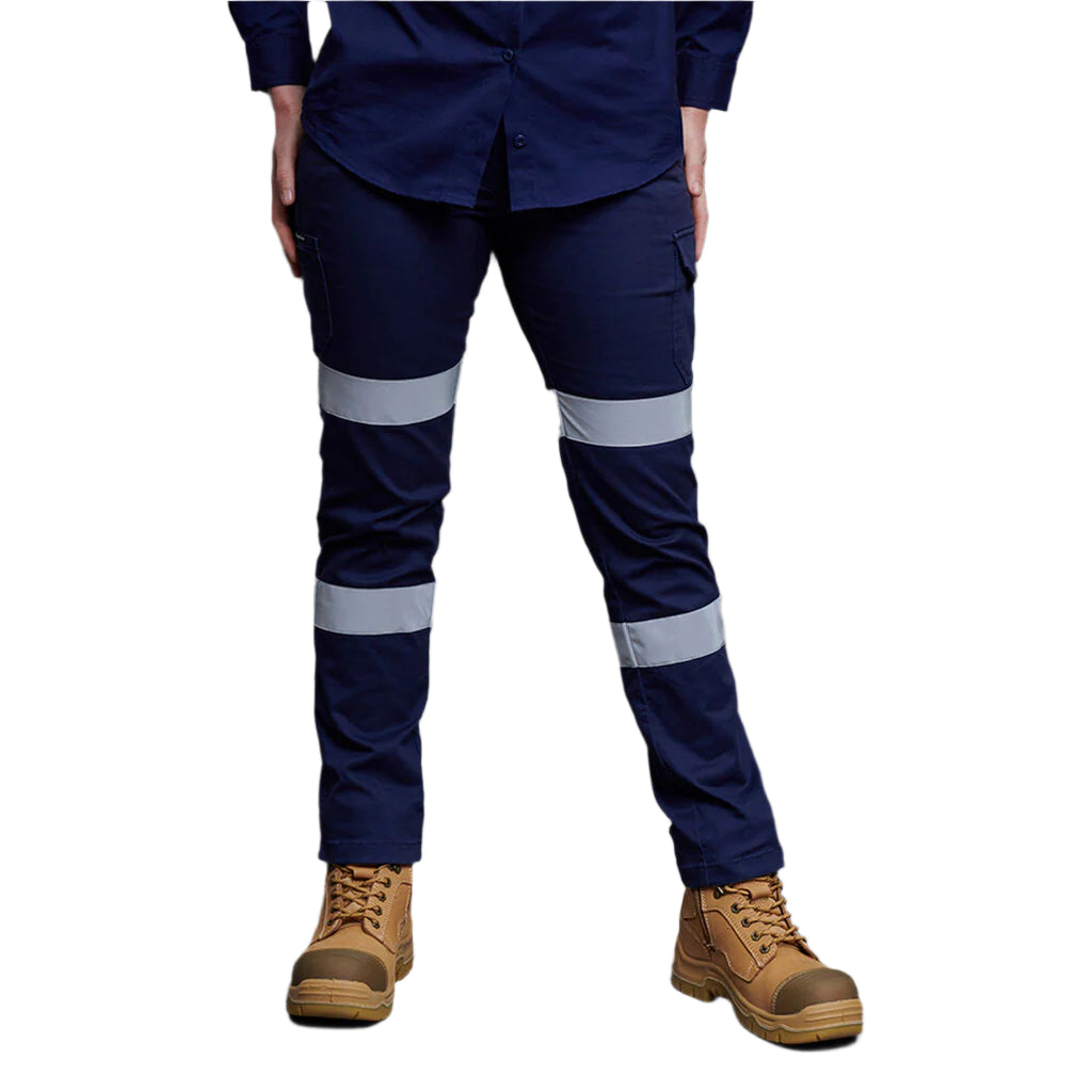 KingGee K43010 Womens Stretch Reflective Cargo Work Pants - Navy - Product View