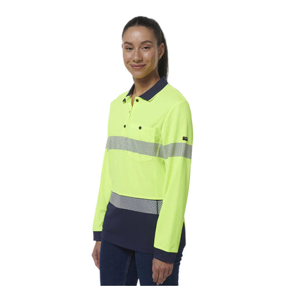 KingGee K44223 Womens Workcool Hyperfreeze Spliced Long Sleeve Polo W/ Segmented Tape