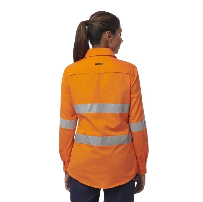 KingGee K44228 Womens Workcool Vented Spliced Closed Front Shirt Taped Long Sleeve
