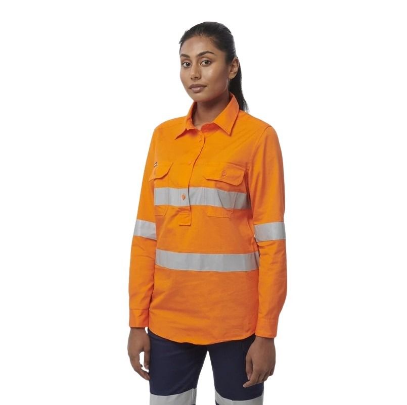 KingGee K44228 Womens Workcool Vented Spliced Closed Front Shirt Taped Long Sleeve
