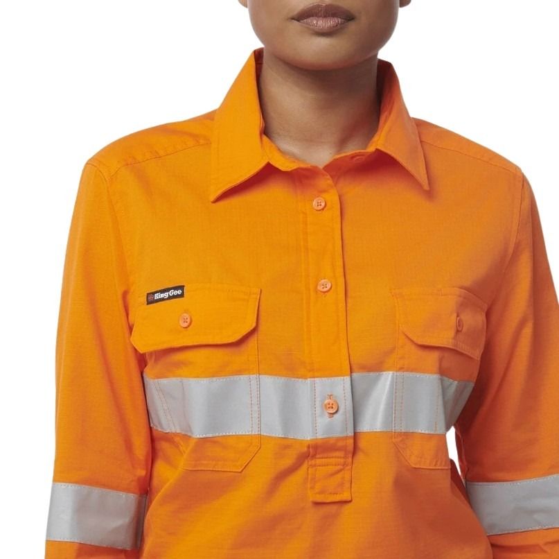 KingGee K44228 Womens Workcool Vented Spliced Closed Front Shirt Taped Long Sleeve