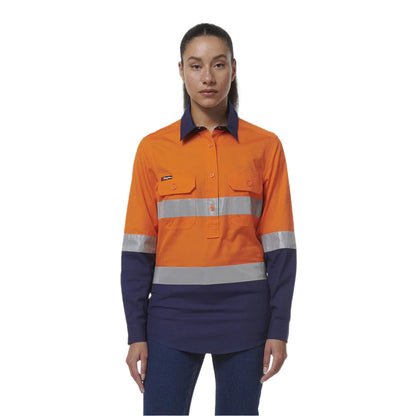 KingGee K44230 Womens Workcool Vented Closed Front Reflective Shirt