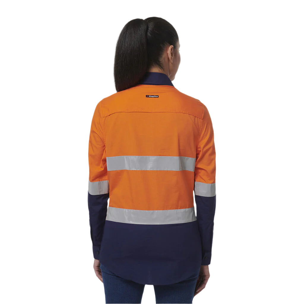 KingGee K44230 Womens Workcool Vented Closed Front Reflective Shirt