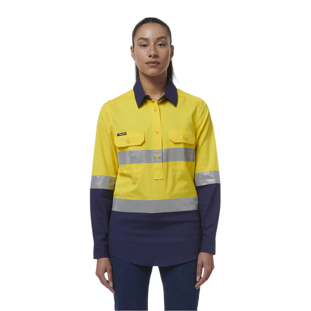 KingGee K44230 Womens Workcool Vented Closed Front Reflective Shirt