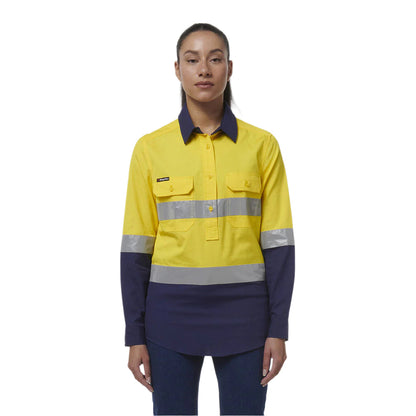 KingGee K44230 Womens Workcool Vented Closed Front Reflective Shirt