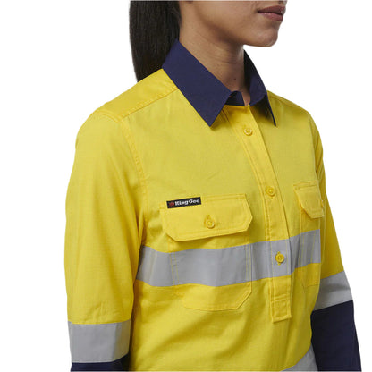KingGee K44230 Womens Workcool Vented Closed Front Reflective Shirt