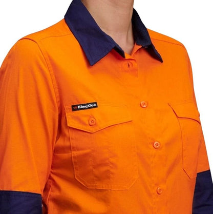 KingGee K44543 Ladies Workcool 2 HiVis Reflective Spliced Long Sleeve Shirt
