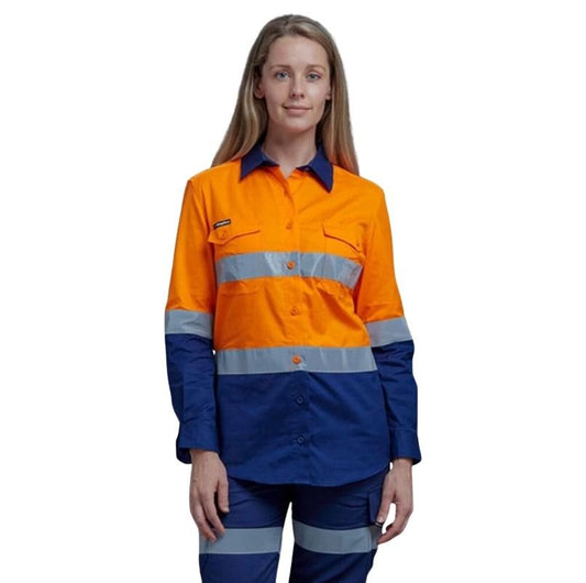 KingGee K44544 Workcool 2 Ladies HiVis Reflective Spliced Long Sleeve Shirt