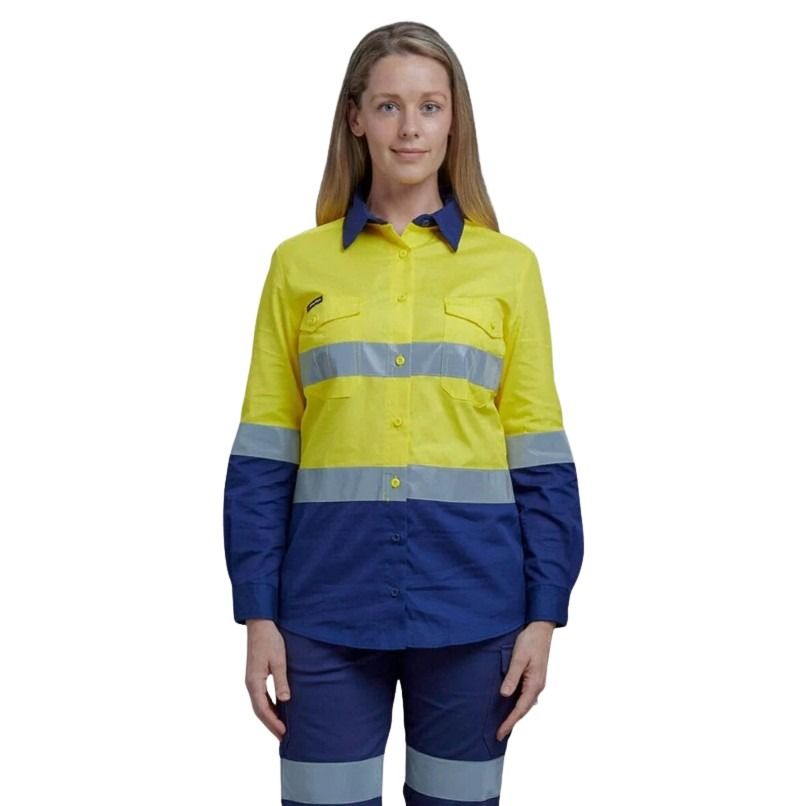 K44544 Back KingGee K44544 Workcool 2 Ladies HiVis Reflective Spliced Long Sleeve ...