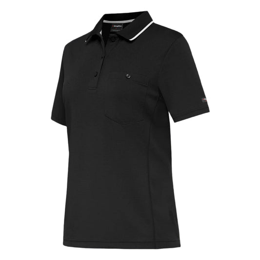 KingGee K44740 Work cool Hyper freeze Polo S/S Black Colour - Front View
