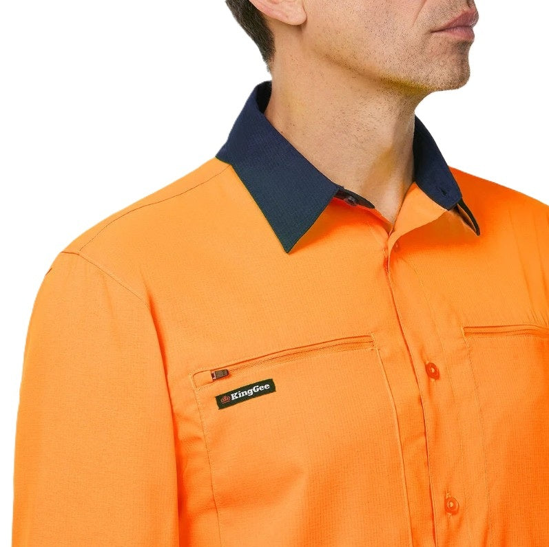 KingGee K54036 Drycool Hi-Vis Spliced Shirt Long Sleeve